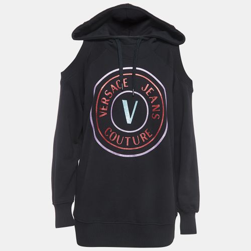 Logo Print Cotton Cold Shoulder Hooded Sweatshirt S - Versace Jeans Couture - Modalova