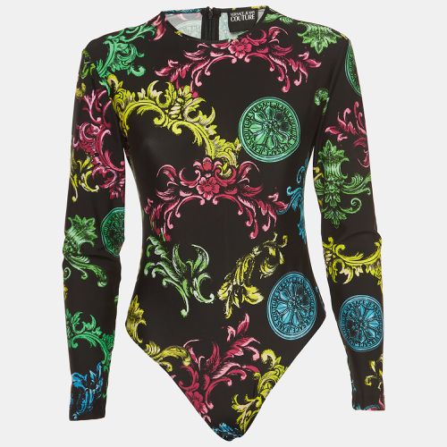 Versace Jeans Couture Black Baroque Printed Bodysuit M - Versace Jeans Couture - Modalova