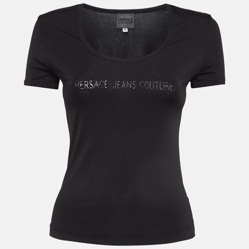 Versace Jeans Couture Black Printed Jersey Top M - Versace Jeans Couture - Modalova