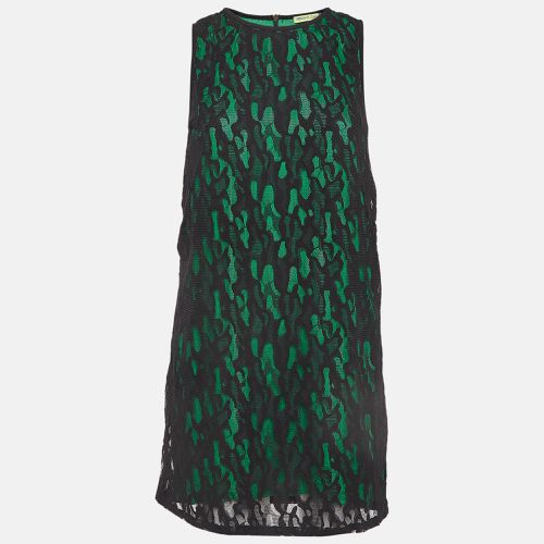 Versace Jeans Black/Green Lace Overlay Sleeveless Short Dress M - Versace Jeans - Modalova