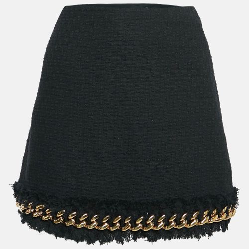 Versace Black Tweed Chain Insert Mini Skirt M - Versace - Modalova