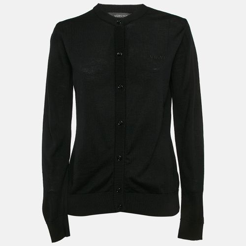 Versace Black Wool Knit Button Front Cardigan S - Versace - Modalova