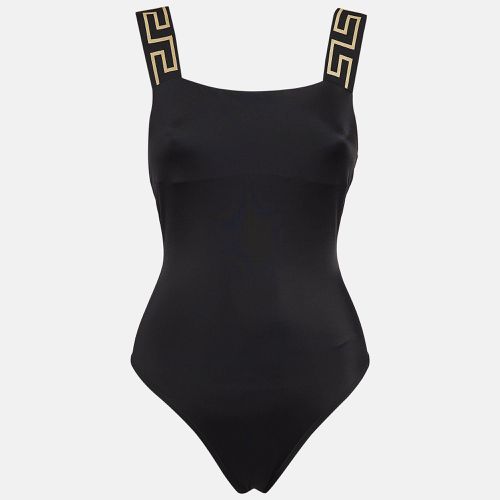 Versace Black Jersey and Chiffon Swimsuit With Cover-Up Skirt S/M - Versace - Modalova