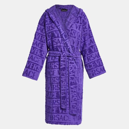 Versace All Over Purple Cotton Bathrobe - Versace - Modalova