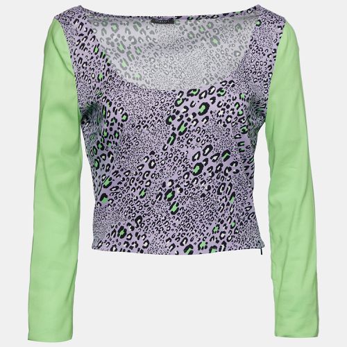 Versace Purple Leopard Print Knit Crop Top L - Versace - Modalova