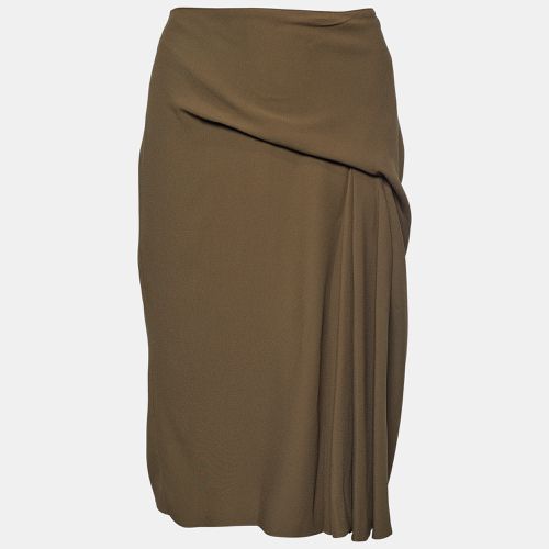 Versace Moss Green Crepe Draped Knee-Length Skirt M - Versace - Modalova