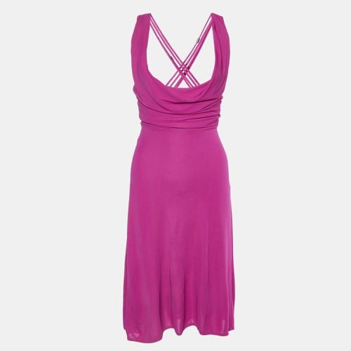 Versace Azalea Pink Crepe Lace Up Detail Midi Dress M - Versace - Modalova