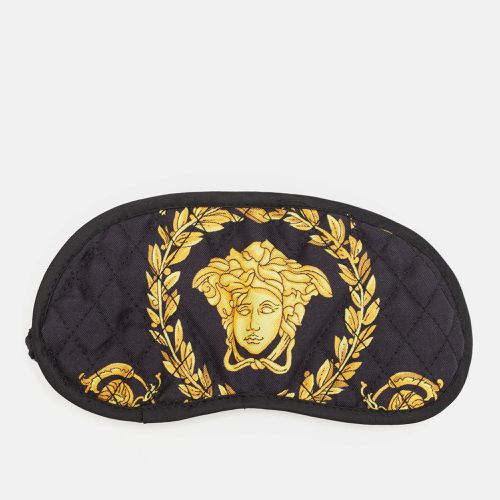 Versace Black Crete de Fleur Silk Sleep Mask - Versace - Modalova