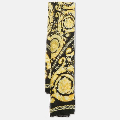 Yellow Barocco Print Modal Voile Scarf - Versace - Modalova