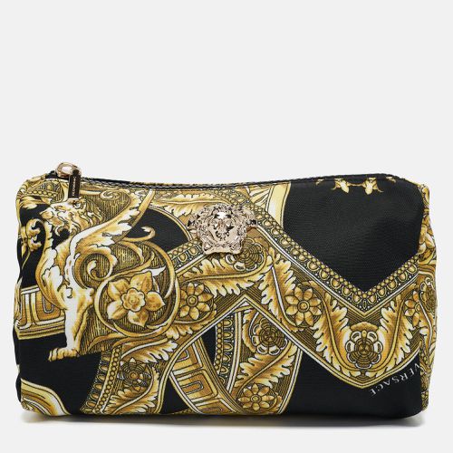 Versace Black/yellow Barocco Print Fabric Medusa Pouch - Versace - Modalova