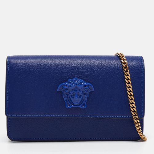 Versace Blue Leather Palazzo Chain Clutch - Versace - Modalova