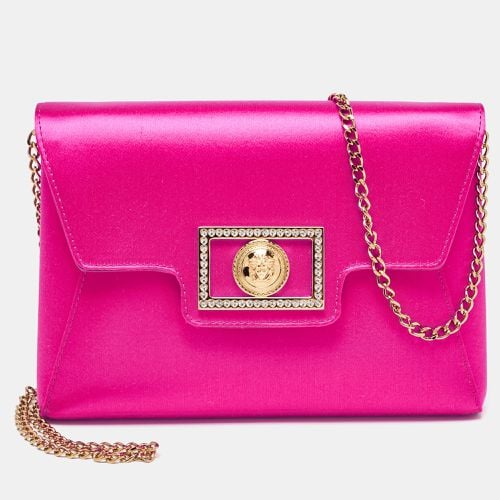 Versace Magenta Satin La Medusa Chain Clutch - Versace - Modalova