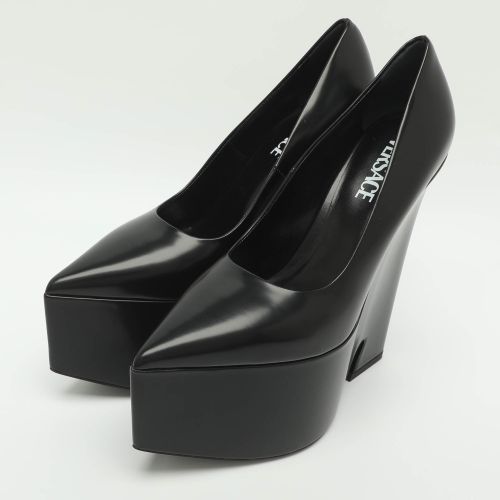 Size 39.5 Leather Wedge Platform Pumps - Versace - Modalova