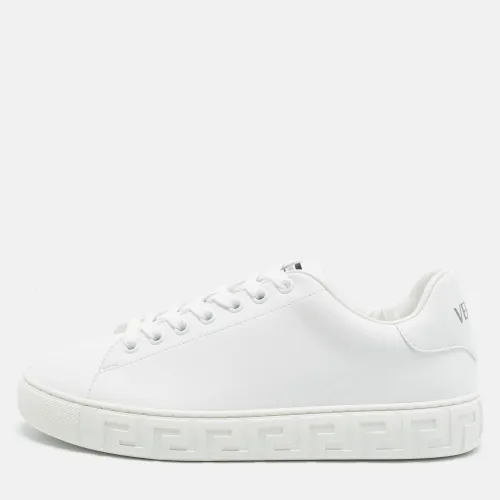 Greca Size 37.5 Leather Low Top Sneakers - Versace - Modalova