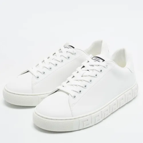Greca Size 37.5 Leather Low Top Sneakers - Versace - Modalova