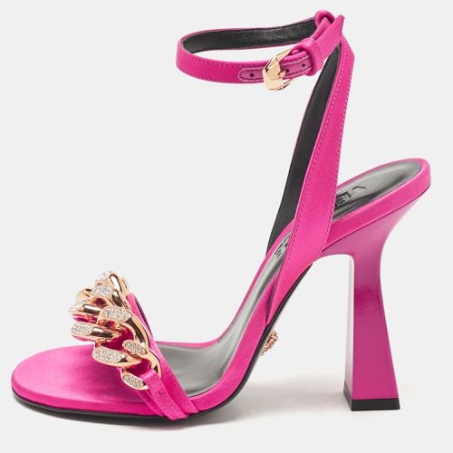 Versace Pink Satin Medusa Chain Ankle Strap Sandals Size 36 - Versace - Modalova