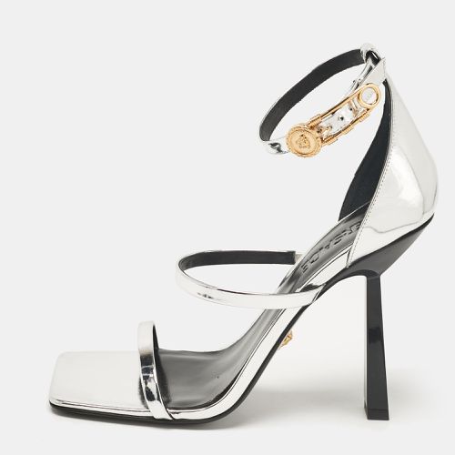 Versace Silver Leather Safety Pin Ankle Strap Sandals Size 39 - Versace - Modalova