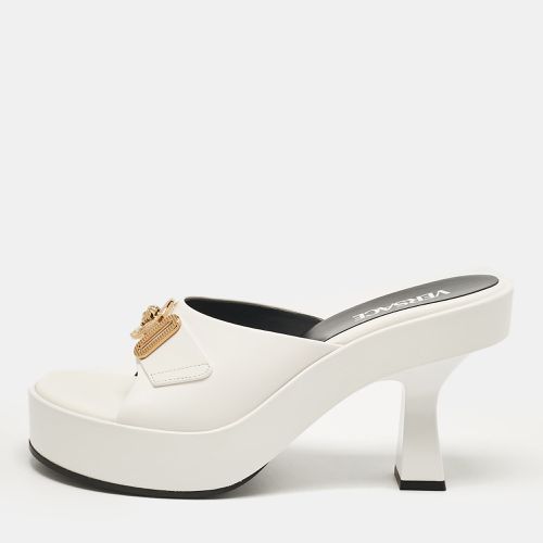 Versace White Leather Medusa Biggie Mules Size 39 - Versace - Modalova