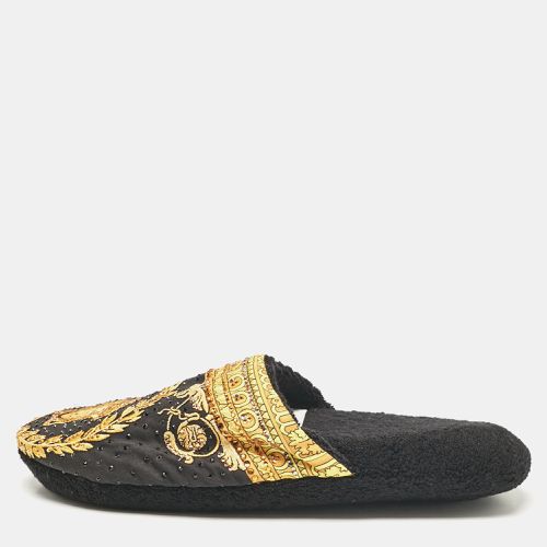 Versace Black/Yellow Fabric Crystal Embellished I Love Baroque Print Mules Size S - Versace - Modalova