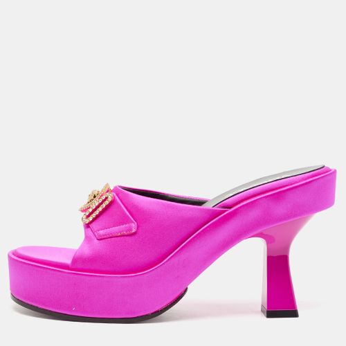 Versace Fuchsia Satin Medusa Biggie Mules Size 38 - Versace - Modalova
