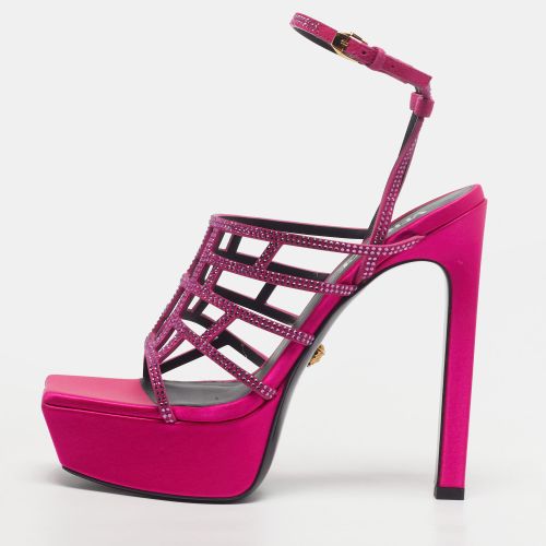 Greca Maze Crystal Embellished Size 39 Suede Platform Sandals - Versace - Modalova