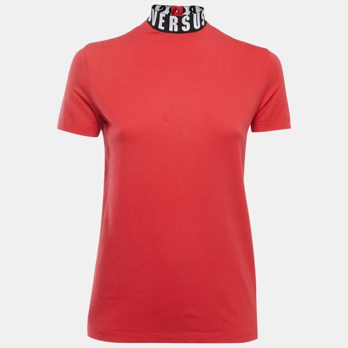 Versus Versace Red Cotton Logo Detailed High Neck T-Shirt XS - Versus Versace - Modalova