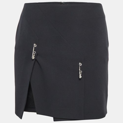 Versus Versace Black Crepe Logo Safety Pin Mini Skirt S - Versus Versace - Modalova