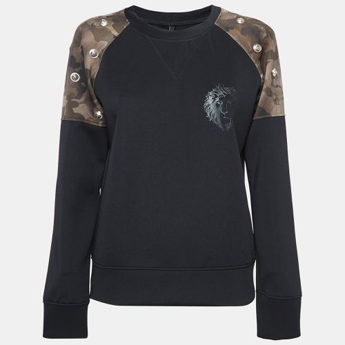 Versus Versace Black Printed Jersey Shoulder Detailed Sweatshirt M - Versus Versace - Modalova