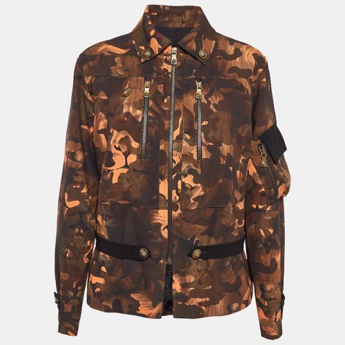 Versus Versace Brown Camouflage Print Jersey Zip-Up Jacket XS - Versus Versace - Modalova