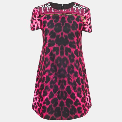 Versus Versace Pink Animal Print Zip Detail Mini Dress M - Versus Versace - Modalova