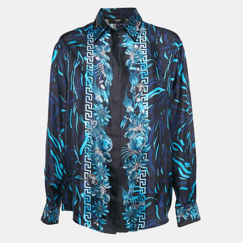 Versus Versace Black/Blue Baroque Print Silk Shirt L - Versus Versace - Modalova