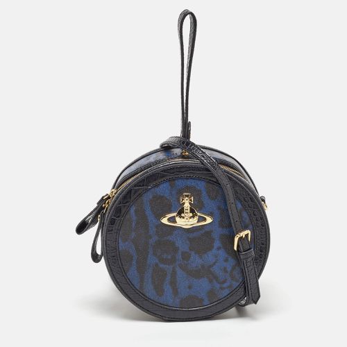 Vivienne Westwood Black/Blue Croc Embossed Leather Round Crossbody Bag - Vivienne Westwood - Modalova