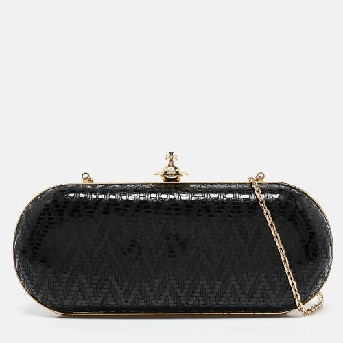 Vivienne Westwood Black Printed Patent Leather Frame Chain Clutch - Vivienne Westwood - Modalova