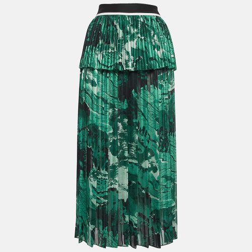 Victoria Beckham Green Crepe and Satin Plisse Midi Skirt M - Victoria Beckham - Modalova