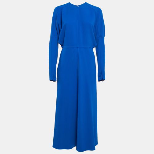 Victoria Beckham Blue Crepe Full Sleeve Midi Dress M - Victoria Beckham - Modalova