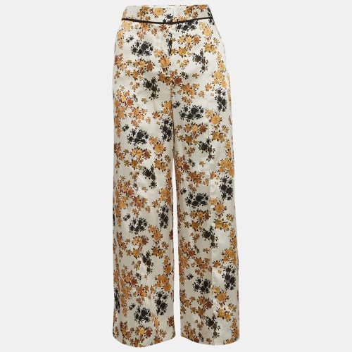 Victoria Victoria Beckham Off-White Floral Print Satin Trousers S - Victoria Beckham - Modalova