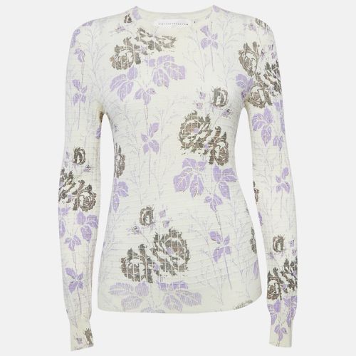 Victoria Beckham Cream Floral Print Wool Knit Sweater S - Victoria Beckham - Modalova