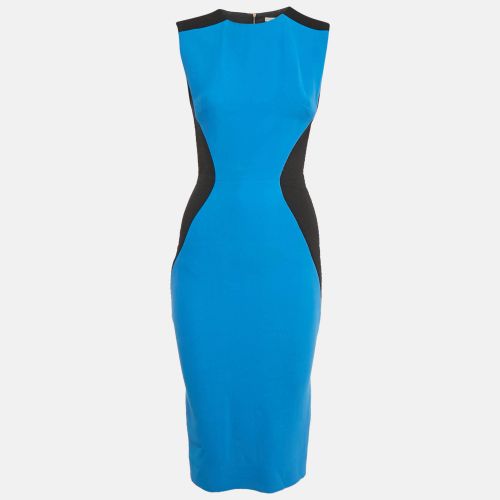 Victoria Beckham Blue Silk & Wool Contrast Detail Midi Dress M - Victoria Beckham - Modalova