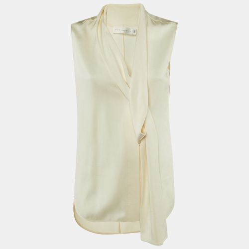 Victoria Beckham Ivory Crepe Neck Detail Blouse M - Victoria Beckham - Modalova