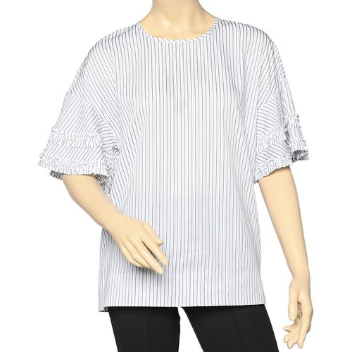 Victoria Beckham White Striped Cotton Top L - Victoria Beckham - Modalova