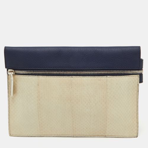 Victoria Beckham Navy Blue/White Python Small Zip Pouch - Victoria Beckham - Modalova