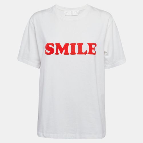 Victoria Victoria Beckham White Smile Textured Print Cotton T-Shirt S - Victoria Victoria Beckham - Modalova