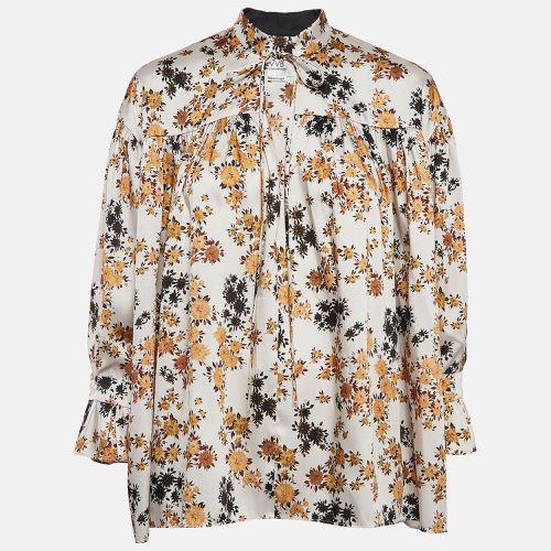 Off- Floral Print Satin Ruffled Top S - Victoria Victoria Beckham - Modalova