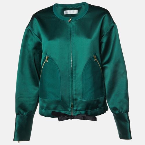 Victoria Victoria Beckham Green Satin Zip-Up Jacket M - Victoria Victoria Beckham - Modalova