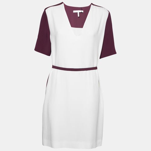 Victoria Victoria Beckham Purple and White Belted Shift Dress L - Victoria Victoria Beckham - Modalova