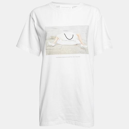 Victoria Victoria Beckham White Printed Cotton Short Sleeve T-Shirt S - Victoria Victoria Beckham - Modalova