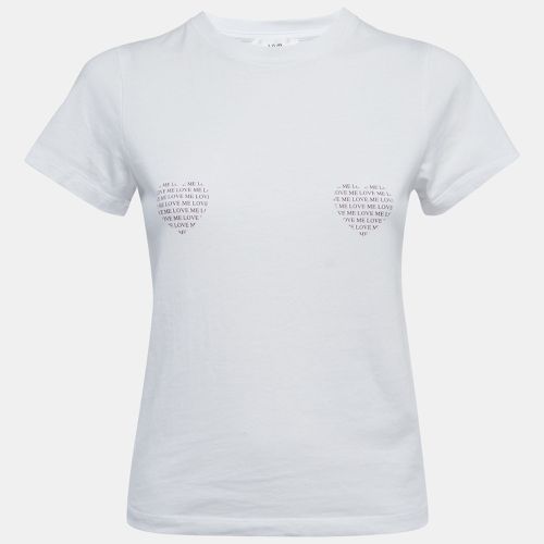 Victoria Victoria Beckham White Love Print Cotton Crew Neck Short Sleeve T-Shirt S - Victoria Victoria Beckham - Modalova