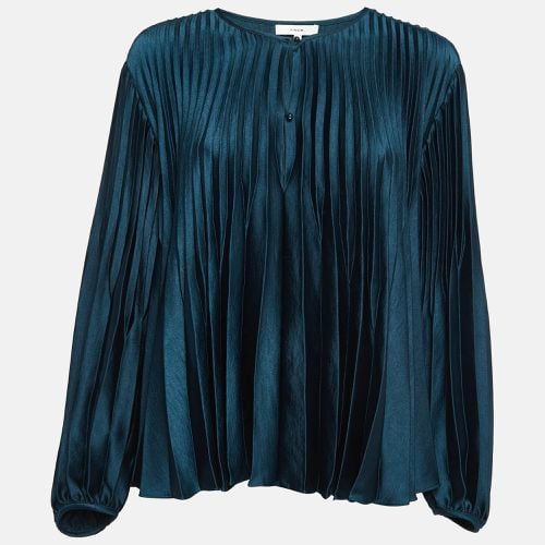 Vince Green Satin Plisse Blouse M - Vince - Modalova