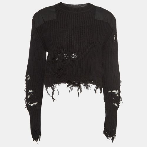 Yeezy Season 3 Black Destroyed Military Rib Wool Cropped Sweater S - Yeezy Season 3 - Modalova