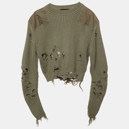 Yeezy Season 3 Green Destroyed Military Rib Wool Cropped Sweater S - Yeezy Season 3 - Modalova